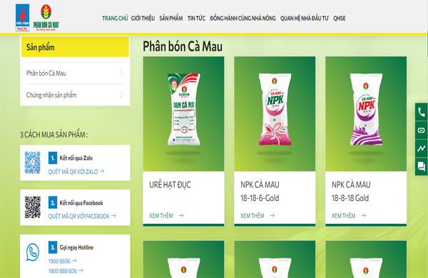 chức năng cần thiết khi thiết kế website phân bón